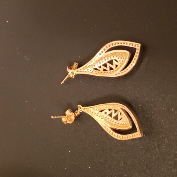 Sterling Silver 925 CZ Zirconia Drop Earrings Rose Tone *NWOT* - Picture 3 of 5